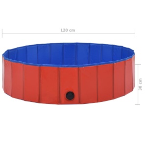 Piscină pentru câini pliabilă, roșu, 120 x 30 cm, PVC - Img 9