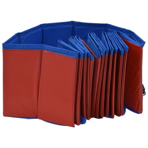 Piscină pentru câini pliabilă, roșu, 160 x 30 cm, PVC - Img 5