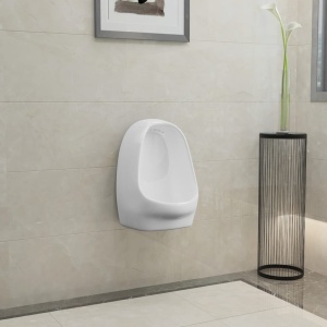 Pisoar de perete cu supapă pentru spălare, alb, ceramică - Img 3