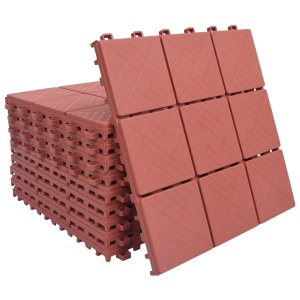 Plăci pardoseală, 10 buc., roșu, 30,5 x 30,5 cm, plastic
