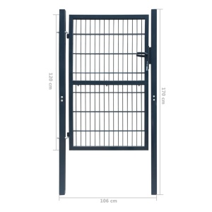 Poartă 2D pentru gard (simplă) 106 x 170 cm, gri antracit - Img 6