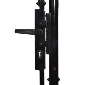 Poartă de gard cu o ușă, vârf ascuțit, negru, 1 x 1 m, oțel - Img 4
