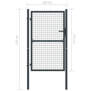 Poartă de gard din plasă, gri, 100 x 225 cm, oțel galvanizat - Img 5