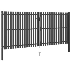 Poartă de gard grădină, antracit, 4 x 2,25 m, oțel - Img 2