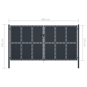 Poartă de grădină, antracit, 400 x 175 cm, oțel - Img 5