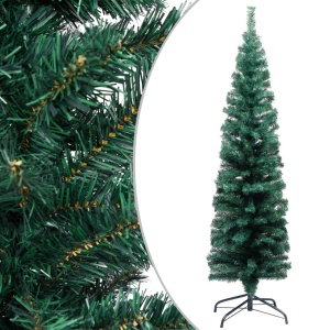 Pom de Crăciun artificial subțire cu suport verde 150 cm PVC