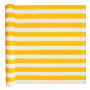 Prelată pentru balcon HDPE 75x600 cm galben și alb