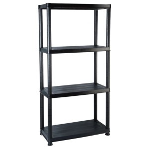 Raft de depozitare cu 4 polițe, negru, 61x30,5x130 cm, plastic - Img 2