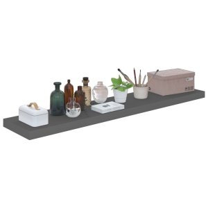 Raft de perete suspendat, gri extralucios, 120x23,5x3,8 cm, MDF - Img 3