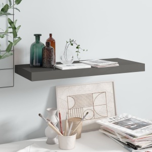 Raft de perete suspendat, gri extralucios, 60x23,5x3,8 cm, MDF