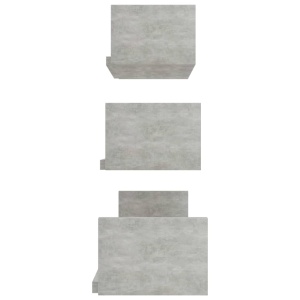 Raft expunere de perete, 3 buc., gri beton, PAL - Img 6