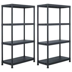 Rafturi de depozitare, 2 buc. negru, 60 x 30 x 138 cm plastic