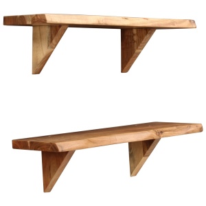 Rafturi de perete, 2 buc., 60x20x16 cm, lemn masiv de acacia - Img 3