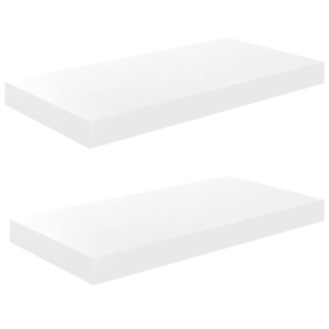 Rafturi de perete, 2 buc., alb extralucios, 50x23x3,8 cm, MDF - Img 2