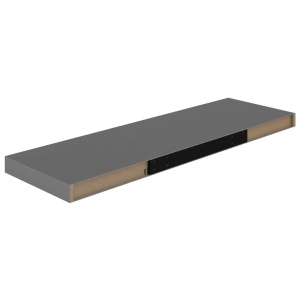 Rafturi de perete, 2 buc., gri extralucios, 80x23,5x3,8 cm, MDF - Img 6