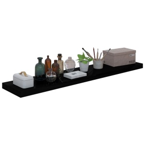 Rafturi de perete, 2 buc. negru extralucios 120x23,5x3,8 cm MDF - Img 3