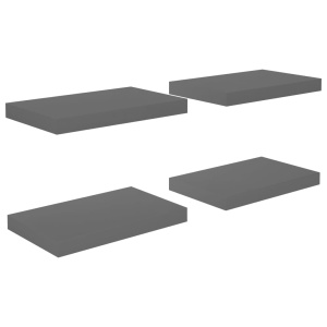 Rafturi de perete, 4 buc., gri extralucios, 40x23x3,8 cm, MDF - Img 2