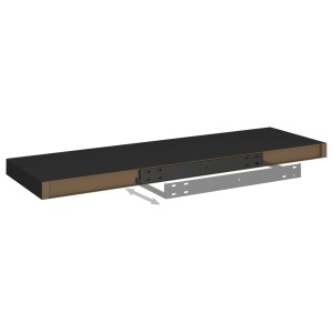 Rafturi de perete, 4 buc., negru, 80 x 23,5 x 3,8 cm, MDF - Img 7