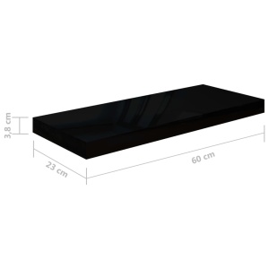 Rafturi de perete 4 buc. negru extralucios 60x23,5x3,8 cm MDF - Img 9