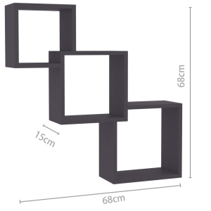 Rafturi de perete, cub, gri, 84,5 x 15 x 27 cm, PAL - Img 5