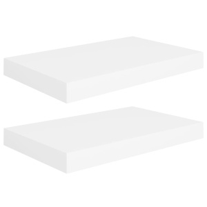 Rafturi de perete suspendate, 2 buc., alb, 40x23x3,8 cm, MDF - Img 2