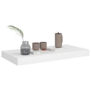 Rafturi de perete suspendate, 2 buc., alb, 50x23x3,8 cm, MDF - Img 3