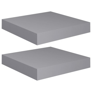 Rafturi de perete suspendate, 2 buc., gri, 23x23,5x3,8 cm, MDF - Img 2