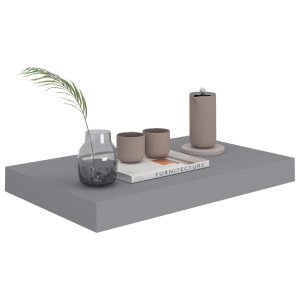Rafturi de perete suspendate, 2 buc., gri, 40x23x3,8 cm, MDF - Img 3