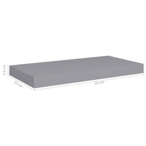 Rafturi de perete suspendate, 2 buc., gri, 50x23x3,8 cm, MDF - Img 9