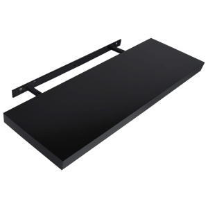 Rafturi de perete suspendate, 2 buc., negru, 120 x 20 x 3,8 cm - Img 4