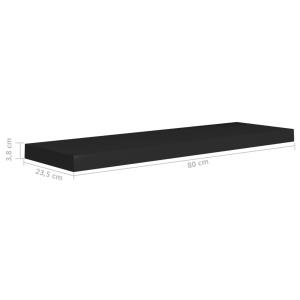 Rafturi de perete suspendate 2 buc., negru, 80x23,5x3,8 cm, MDF - Img 9