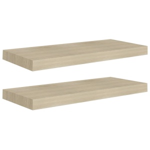 Rafturi de perete suspendate, 2 buc., stejar 60x23,5x3,8 cm MDF - Img 2