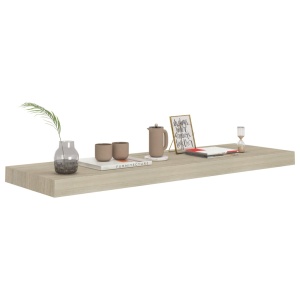 Rafturi de perete suspendate 2 buc., stejar, 80x23,5x3,8 cm MDF - Img 3
