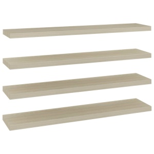 Rafturi perete suspendate, 4 buc., stejar, 120x23,5x3,8 cm, MDF - Img 2
