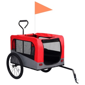 Remorcă bicicletă &amp; cărucior 2-in-1 pentru animale, roșu și gri - Img 4