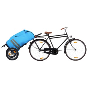 Remorcă bicicletă pliabilă cu geantă cumpărături albastru/negru - Img 2