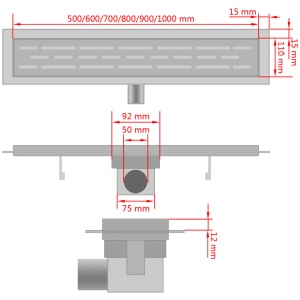 Rigolă duș liniară, model bule, oțel inoxidabil, 930 x 140 mm - Img 9