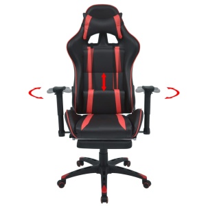 Scaun birou rabatabil, design racing, suport picioare, roșu - Img 2