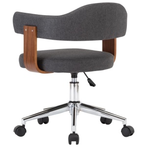 Scaun de birou pivotant, gri, lemn curbat și material textil - Img 3