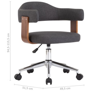 Scaun de birou pivotant, gri, lemn curbat și material textil - Img 6