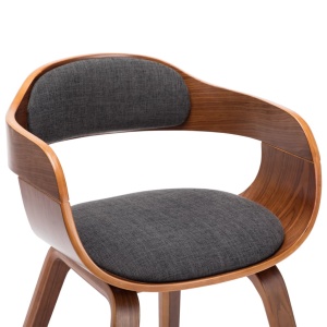 Scaun de bucătărie, gri inchis, material textil și lemn curbat - Img 5