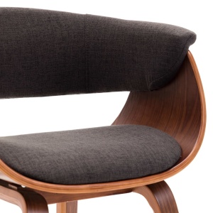 Scaun de bucătărie, gri, lemn curbat și material textil - Img 3