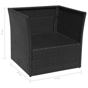 Scaun de grădină cu taburet, negru, poliratan - Img 11