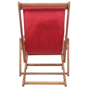 Scaun de plajă pliabil, roșu, textil și cadru din lemn - Img 8