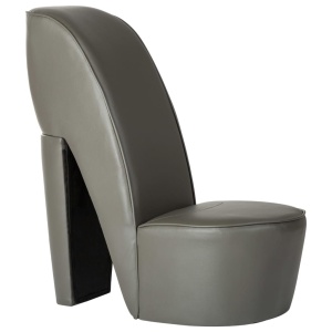Scaun, design toc inalt, gri, piele ecologică