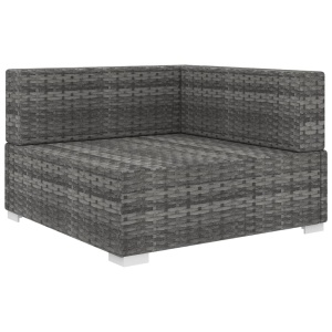 Scaun modular de colț, 1 buc., gri, poliratan, cu perne - Img 2