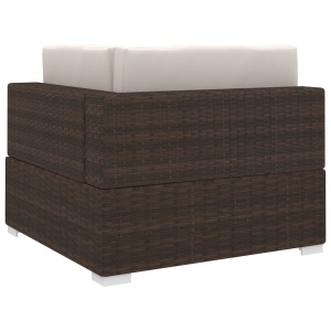 Scaun modular de colț, 1 buc., maro, poliratan, cu perne - Img 4