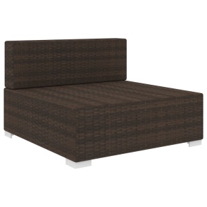 Scaun modular de mijloc, 1 buc., maro, poliratan, cu perne - Img 2