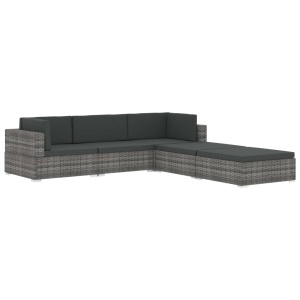 Scaun modular de mijloc, 1 buc., negru, poliratan, cu perne - Img 9