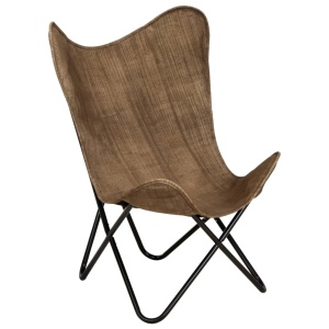 Scaun tip fluture, gri taupe, pânză - Img 10